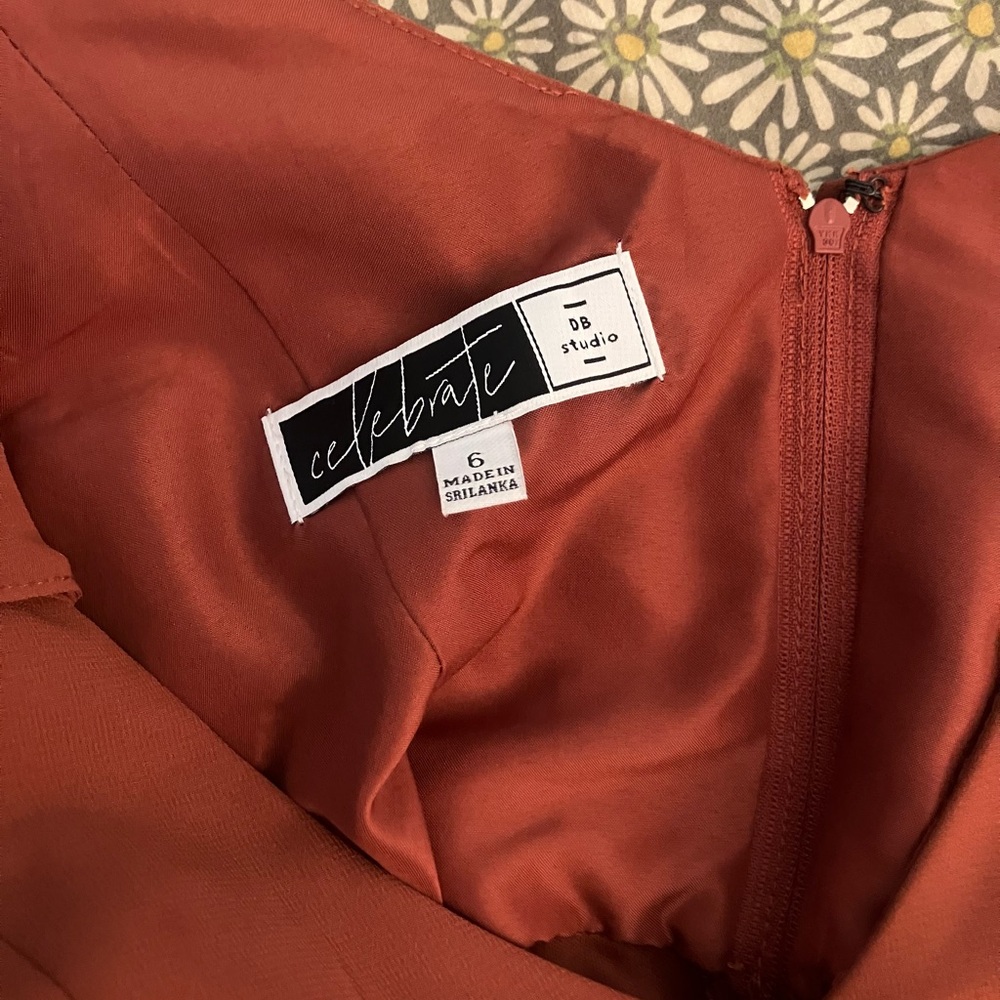 Long Formal Rust Red Flowy Dress - Picture 4 of 7